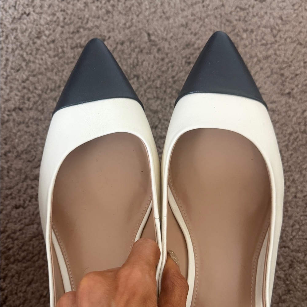 Vince Camuto Cream and Black Pointed Slingback Heels - Picture 7 of 7